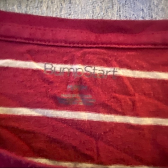 Maternity long sleeve by Bumpstart - Burgundy/white stripe shirt.  Size:Medium - Picture 2 of 3